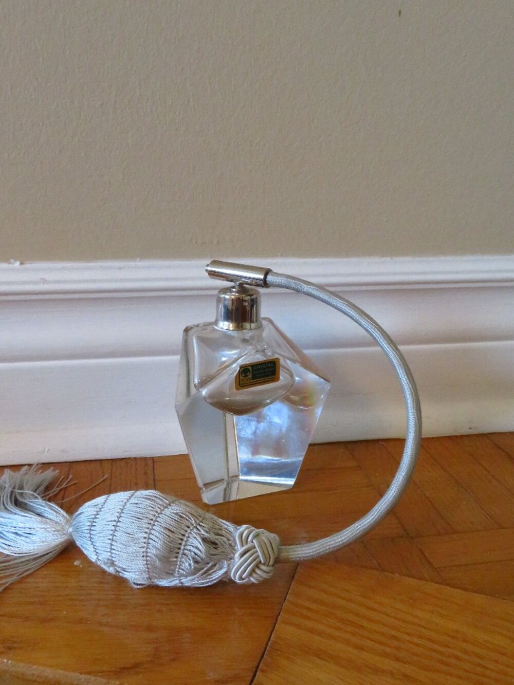 VTG Perfume empty Bottle Atomizer Lauritzer crystal made in Germany,1950